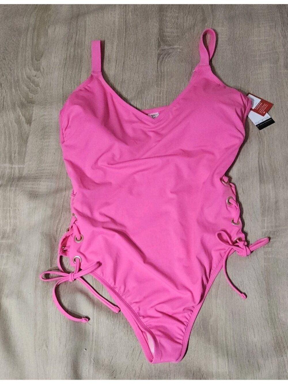 Sofia Vergara Pink Layla Side Lace 1 Piece Swimsuit Size 1x 16/16 W New Shaping